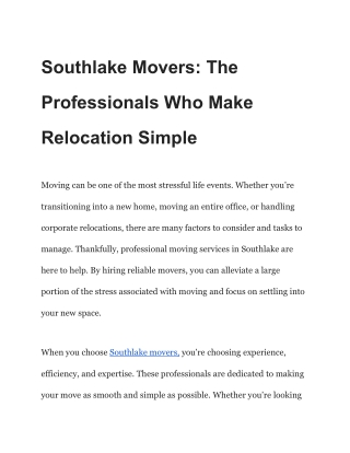 Southlake Movers_ The Professionals Who Make Relocation Simple