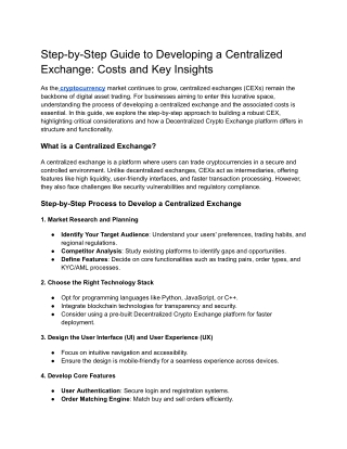 Step-by-Step Guide to Developing a Centralized Exchange_ Costs and Key Insights