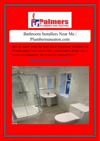Bathroom Installers Near Me | Plumbernuneaton.com