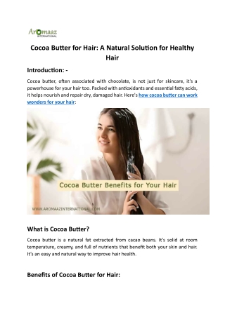 Cocoa Butter for Hair: A Natural Solution for Healthy Hair