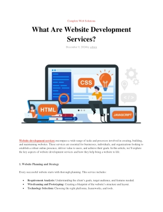 What Are Website Development Services?