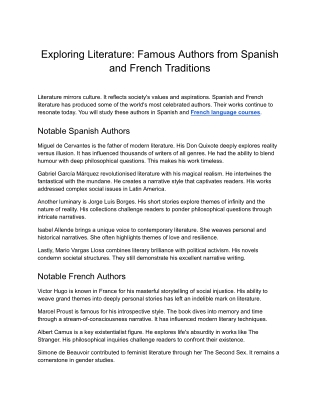 SIFIL- Exploring Literature_ Famous Authors from Spanish and French Traditions