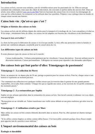 “Des caisses bois qui font parler d'elles: Témoignages de passionnés!”