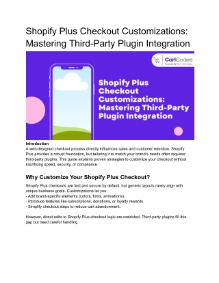 Shopify Plus Checkout Customizations_ Mastering Third-Party Plugin Integration