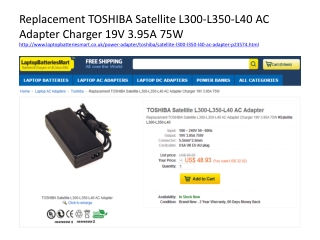 Toshiba Satellite L300,L45,L350 AC adapter