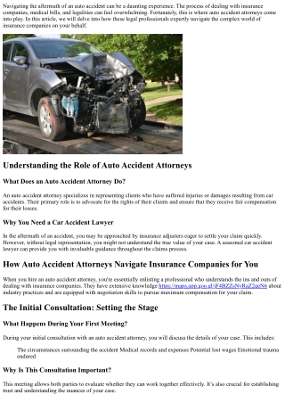 How Auto Accident Attorneys Navigate Insurance Companies for You