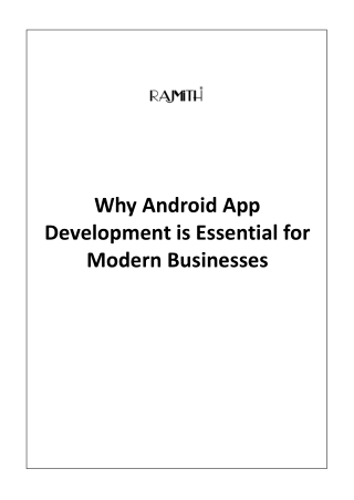 Why Android App Development is Essential for Modern Businesses