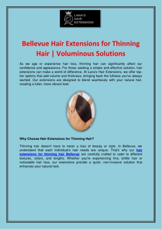 Bellevue Hair Extensions for Thinning Hair | Voluminous Solutions