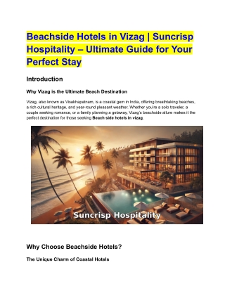 Beachside Hotels in Vizag _ Suncrisp Hospitality – Ultimate Guide for Your Perfect Stay