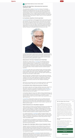 Dr. Vinod Raina’s Expertise in GI and Lung Cancer