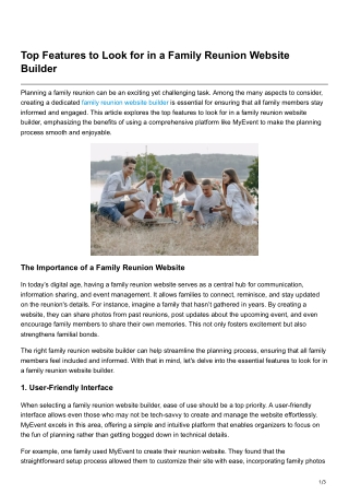 Top Features to Look for in a Family Reunion Website Builder