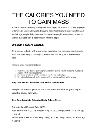 ON Weight Gain guide