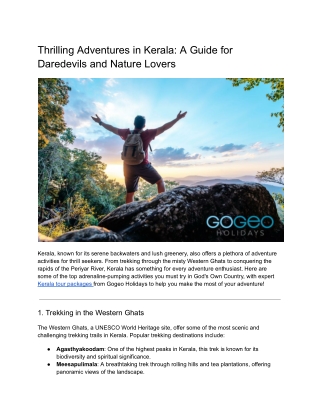 Thrilling Adventures in Kerala_ A Guide for Daredevils and Nature Lovers