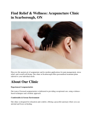 Acupuncture clinic near Scarborough,ON