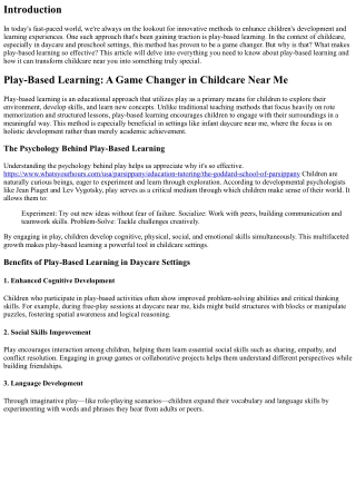 Play-Based Learning: A Game Changer in Childcare Near Me