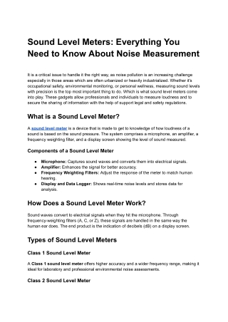 Sound Level Meters_ Everything You Need to Know About Noise Measurement