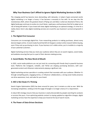 Why Your Business Can't Afford to Ignore Digital Marketing Services in 2025