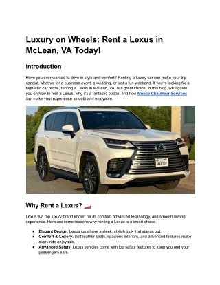 Luxury on Wheels_ Rent a Lexus in McLean, VA Today