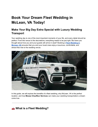Book Your Dream Fleet Wedding in McLean, VA Today