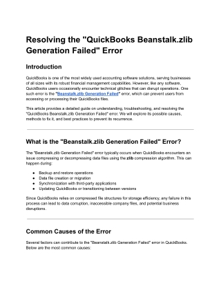 Resolving the _QuickBooks Beanstalk