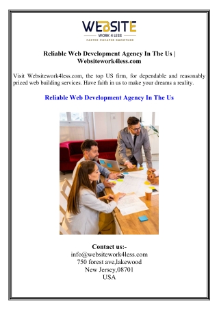 Reliable Web Development Agency In The Us  Websitework4less.com