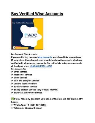 Buy Verified Wise Accounts