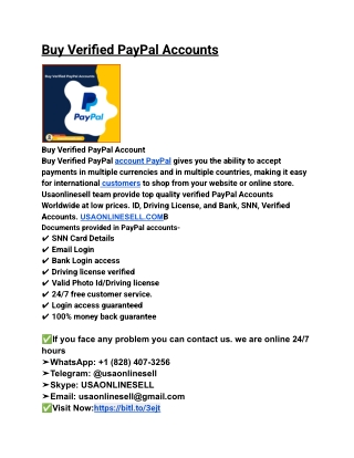 Buy Verified PayPal Accounts