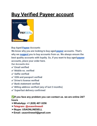 Buy Verified Payeer account