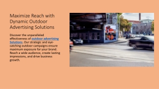 Maximize Reach with Dynamic Outdoor Advertising Solutions