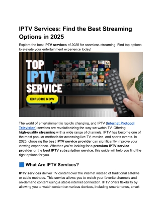 IPTV Services_ Find the best Streaming Options in 2025
