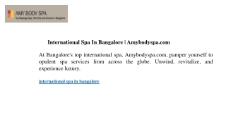 International Spa In Bangalore Amybodyspa.com