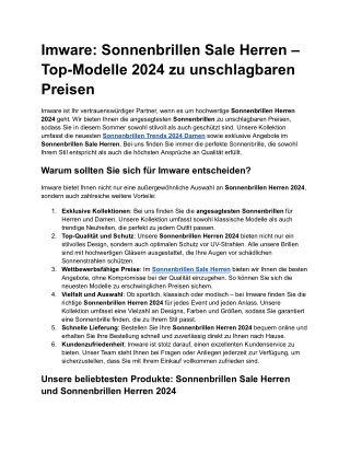 Imware_ Sonnenbrillen Sale Herren – Top-Modelle 2024 zu unschlagbaren Preisen