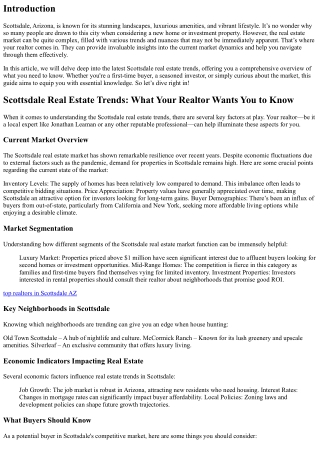 Scottsdale Real Estate Trends: What Your Realtor Wants You to Know