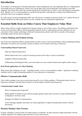 Essential Skills from an Ethics Course That Employers Value Most