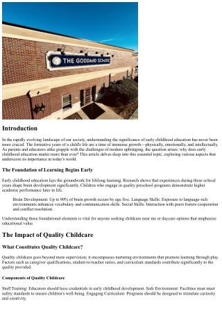 “Why Early Childhood Education Matters More Than Ever!”
