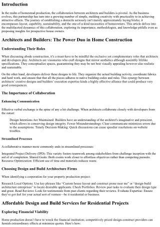 Architects and Builders: The Power Duo in Home Construction