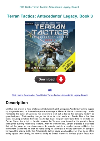 PDF Books Terran Tactics Antecedents' Legacy  Book 3