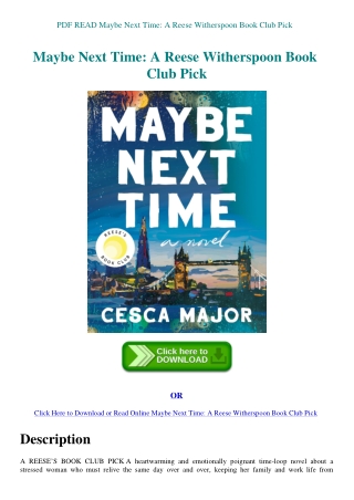 PDF READ Maybe Next Time A Reese Witherspoon Book Club Pick
