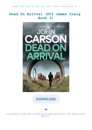 Books PDF Dead On Arrival (DCI James Craig Book 3)