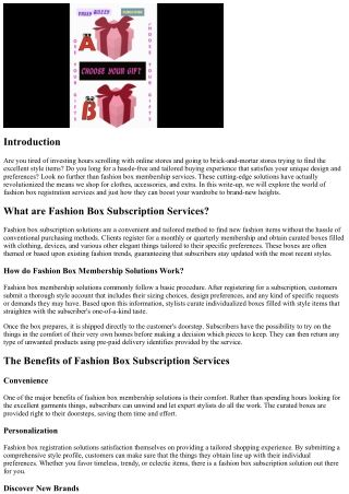 Fashion Box Subscription Solutions: Raising Your Wardrobe