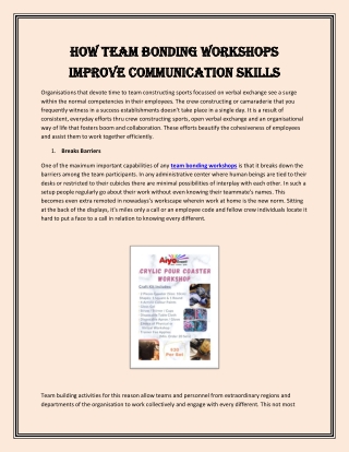 How Team Bonding Workshops Improve Communication Skills