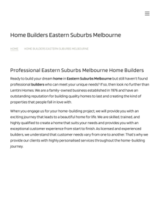 Home Builders Eastern Suburbs Melbourne