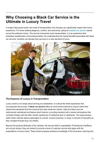 Why Choosing a Black Car Service is the Ultimate in Luxury Travel