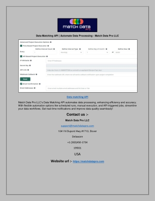 Data Matching API | Automate Data Processing - Match Data Pro LLC