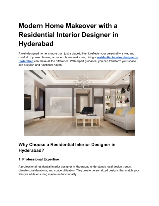 Modern Home Makeover with a Residential Interior Designer in Hyderabad