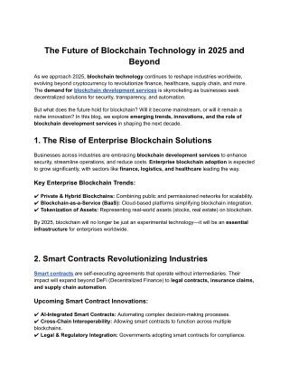 The Future of Blockchain Technology in 2025 and Beyond