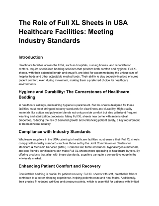 The Role of Full XL Sheets in USA Healthcare Facilities_ Meeting Industry Standards