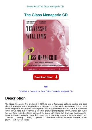 Books Read The Glass Menagerie CD