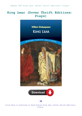 eBooks PDF King Lear (Dover Thrift Editions Plays)