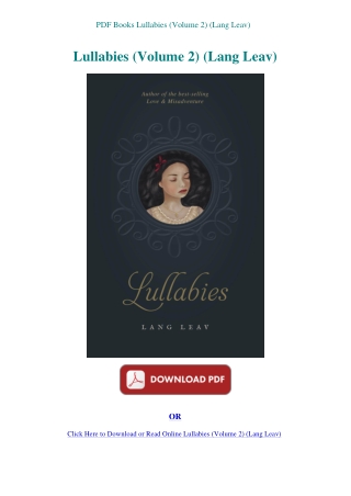 PDF Books Lullabies (Volume 2) (Lang Leav)